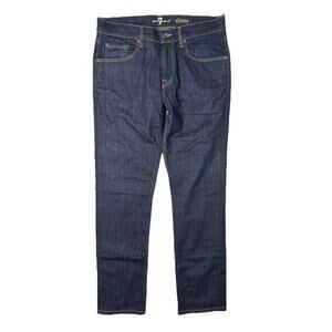 7 For All Mankind 7FAM Slimmy Jeans Slim Straight Dark Wash Denim Mens 33x31